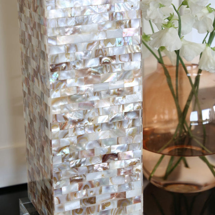 Mother of Pearl Square Table Lamp By Black Mango
