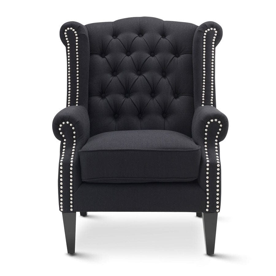 Royale Wingback Arm Chair Black By Black Mango