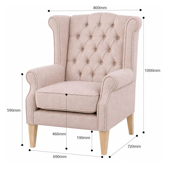 Royale Wingback Arm Chair Blush By Black Mango Interiors