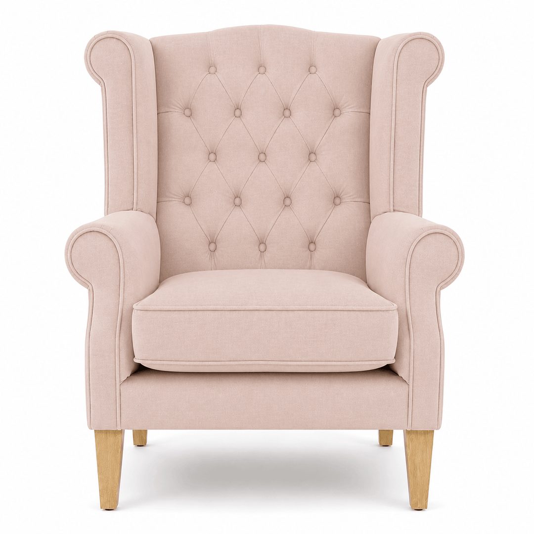 Royale Wingback Arm Chair Blush By Black Mango Interiors