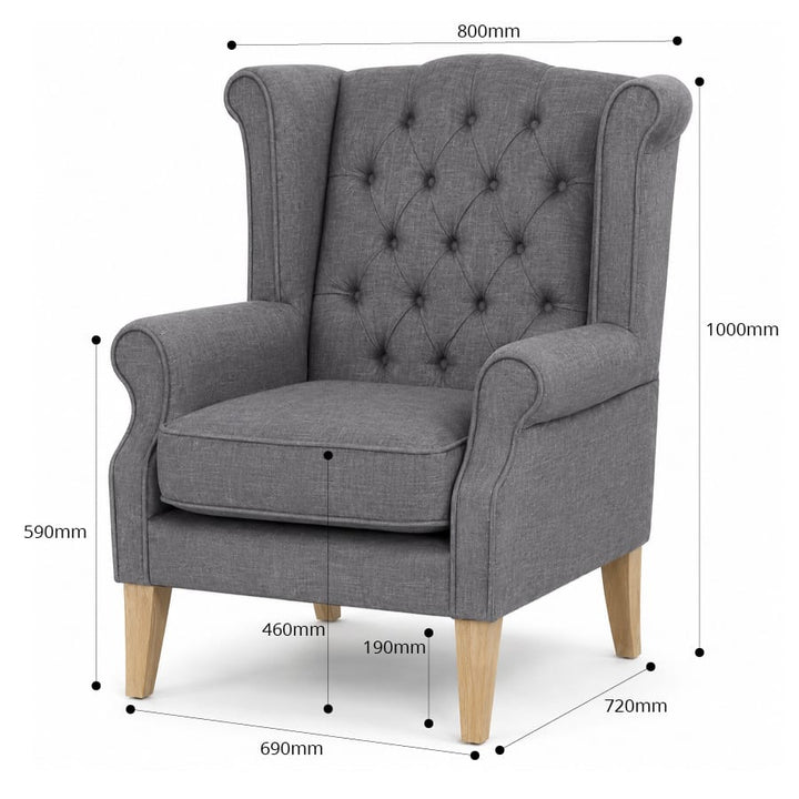 Royale Wingback Arm Chair Charcoal By Black Mango Interiors