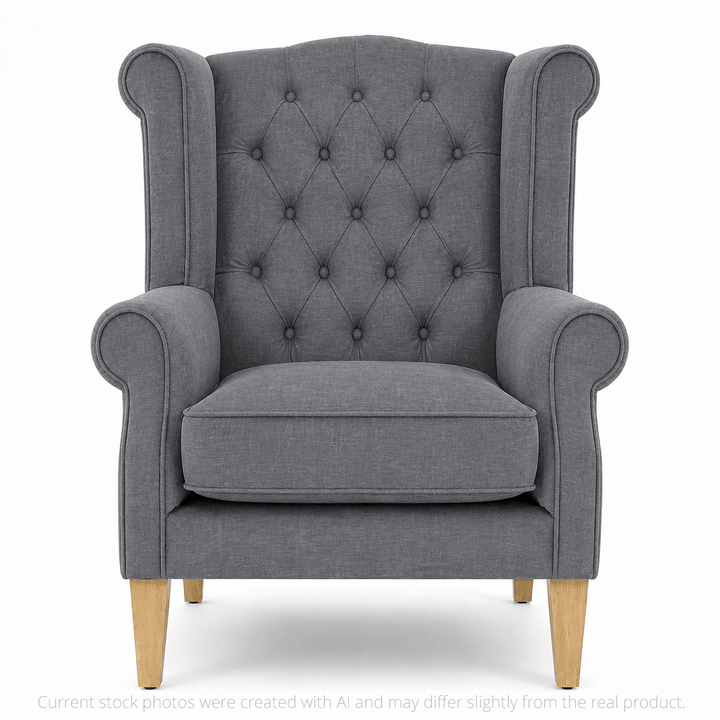 Royale Wingback Arm Chair Charcoal By Black Mango Interiors