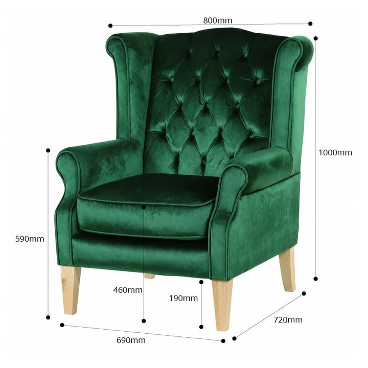 Royale Wingback Arm Chair Emerald By Black Mango Interiors
