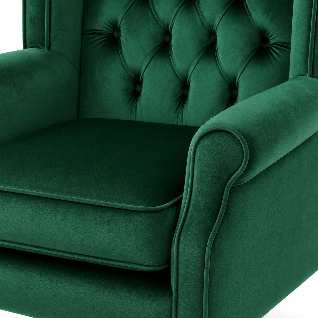 Royale Wingback Arm Chair Emerald By Black Mango Interiors