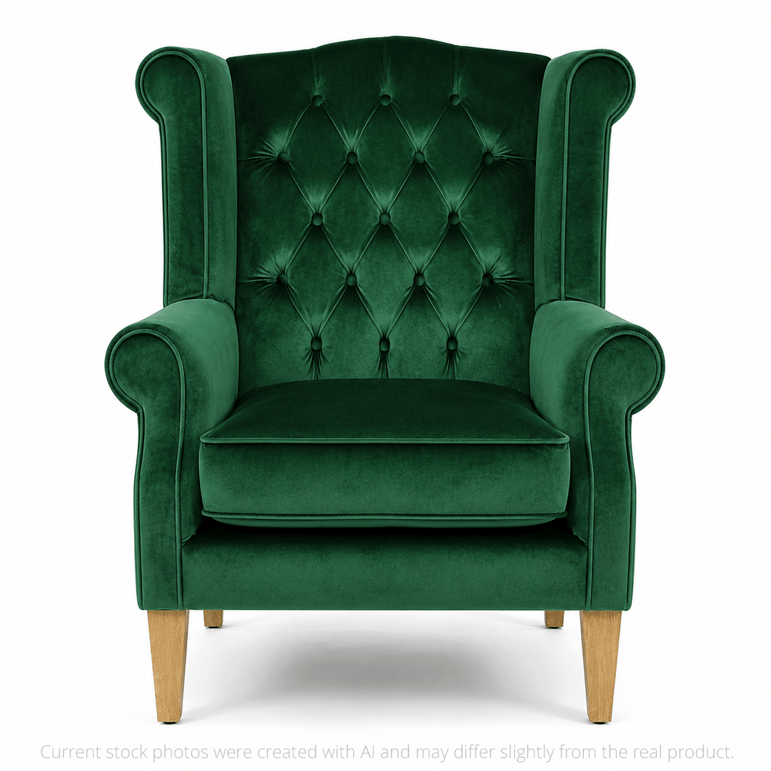 Royale Wingback Arm Chair Emerald By Black Mango Interiors