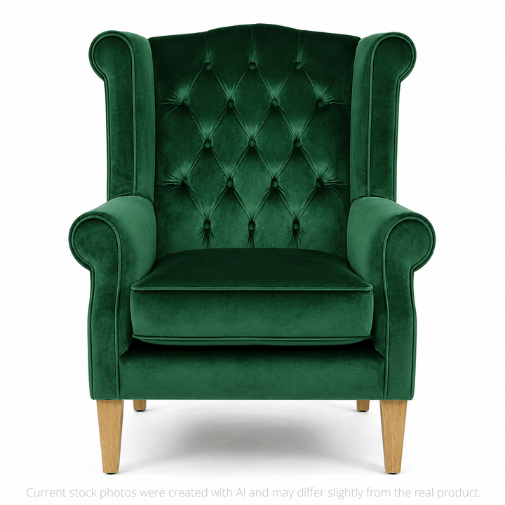 Royale Wingback Arm Chair Emerald By Black Mango Interiors