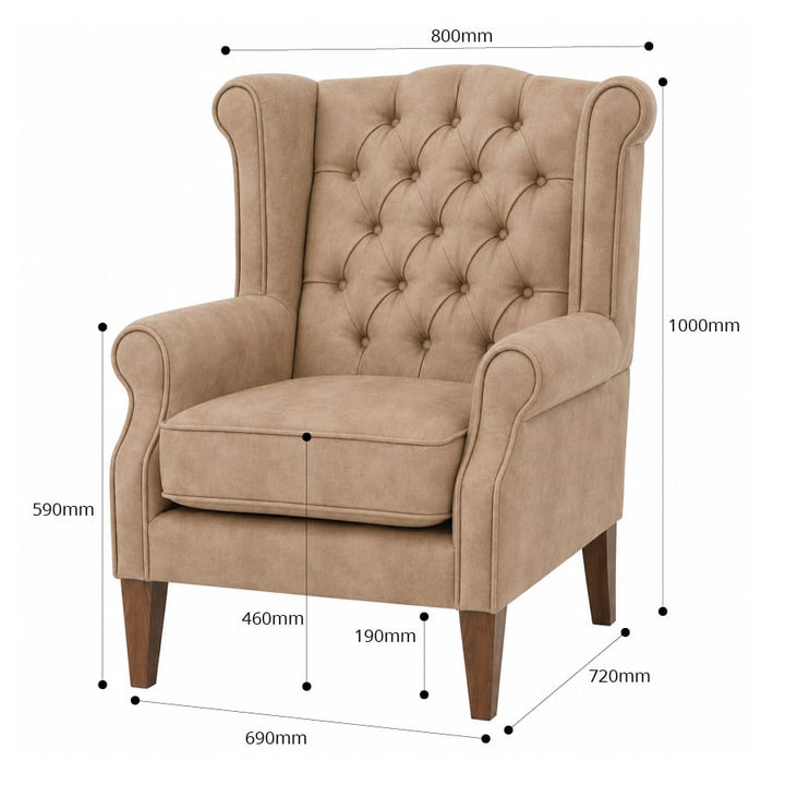 Royale Wingback Arm Chair Fawn By Black Mango Interiors
