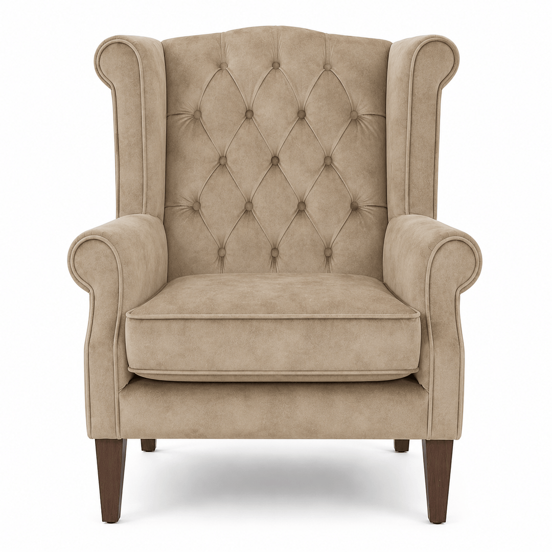 Royale Wingback Arm Chair Fawn By Black Mango Interiors