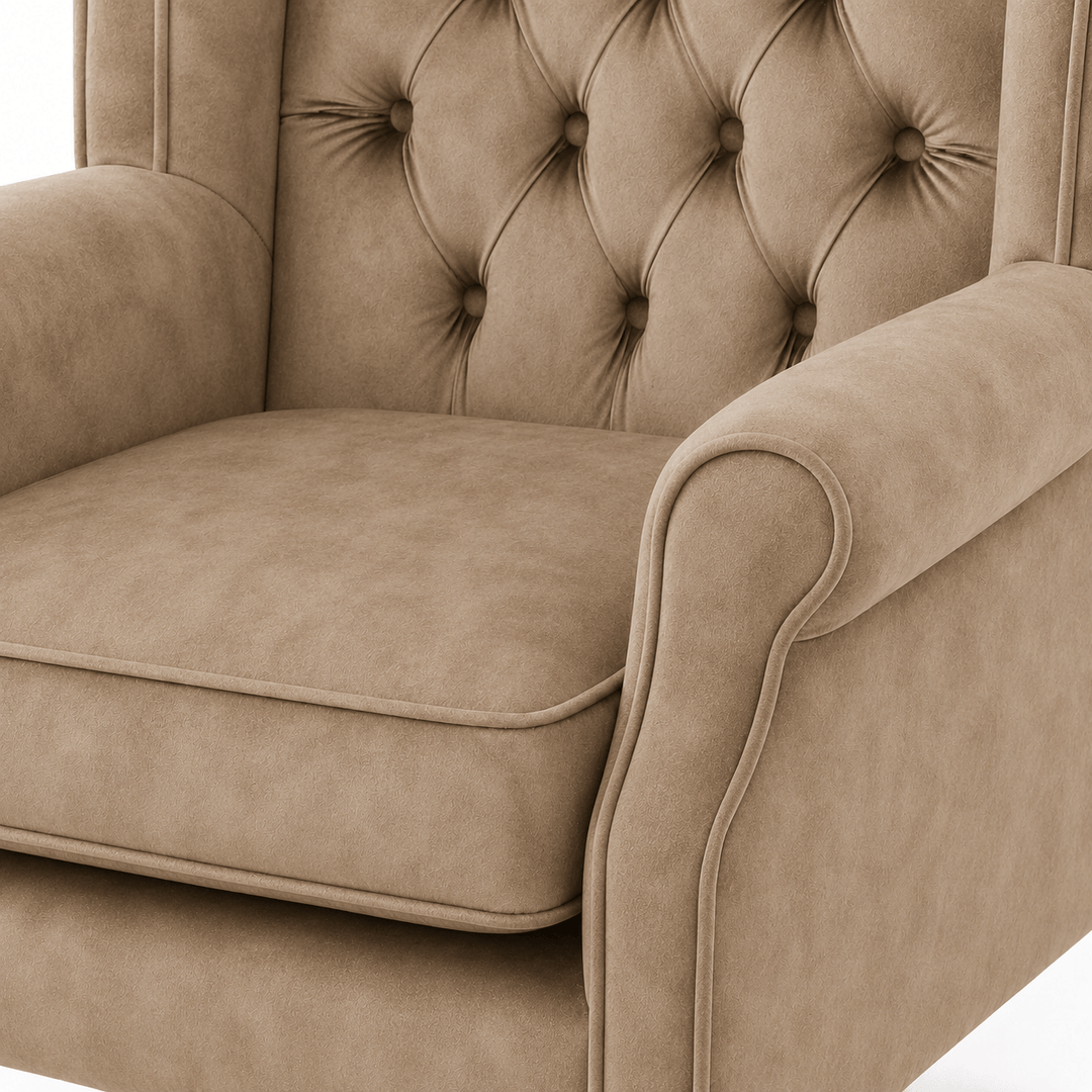 Royale Wingback Arm Chair Fawn By Black Mango Interiors