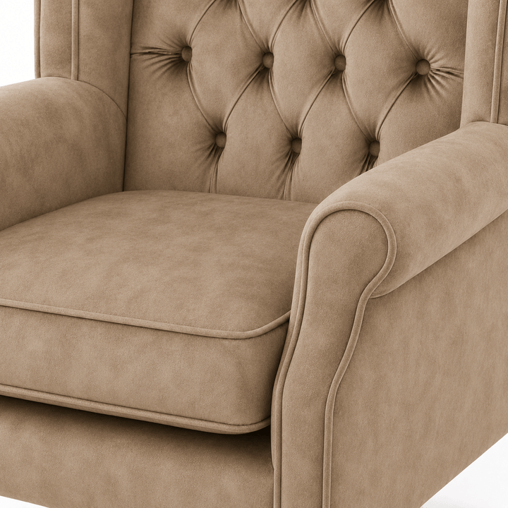 Royale Wingback Arm Chair Fawn By Black Mango Interiors