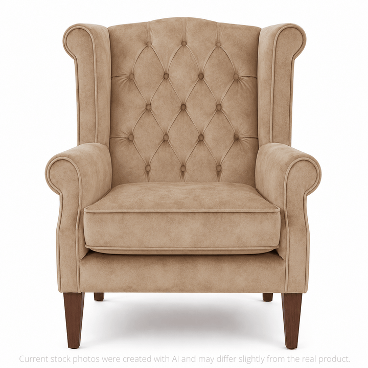 Royale Wingback Arm Chair Fawn By Black Mango Interiors