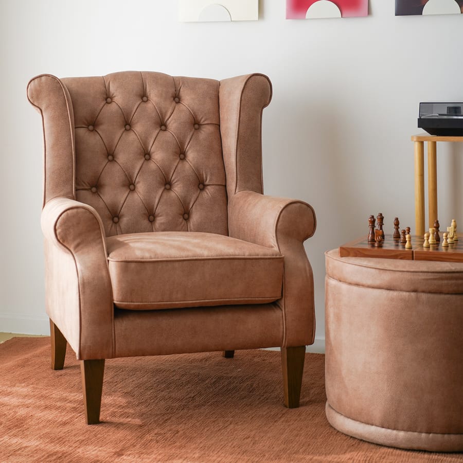 Royale Wingback Arm Chair Fawn By Black Mango Interiors