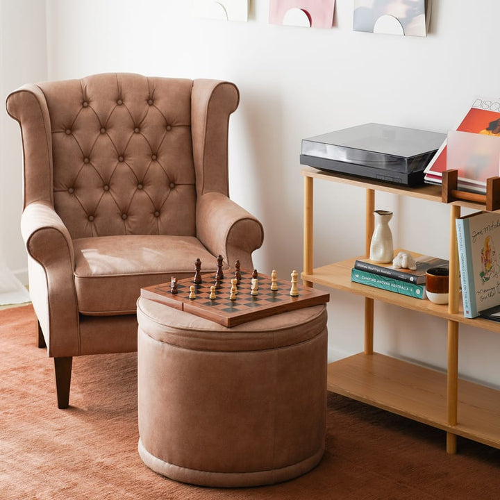 Royale Wingback Arm Chair Fawn By Black Mango Interiors