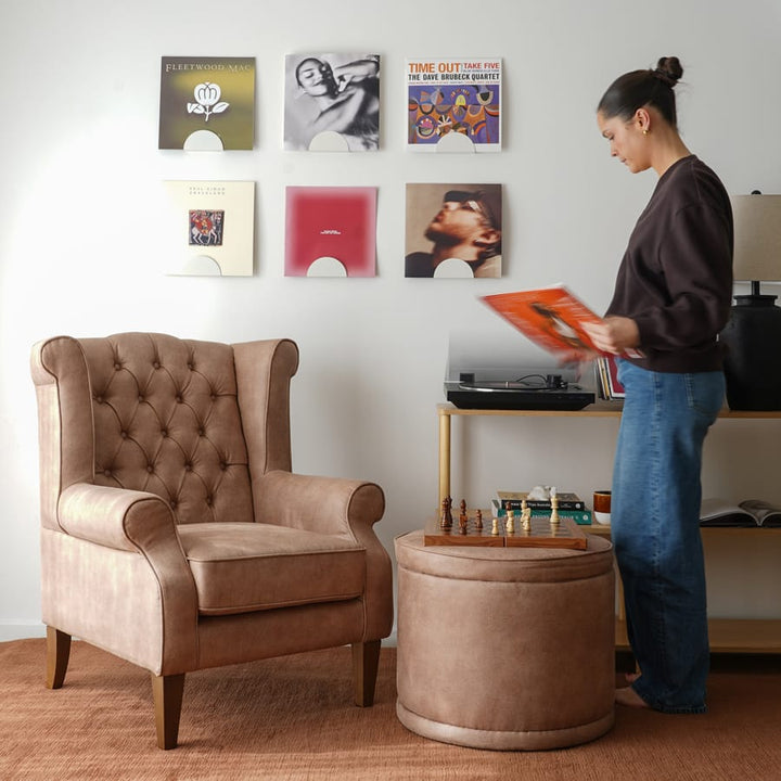 Royale Wingback Arm Chair Fawn By Black Mango Interiors