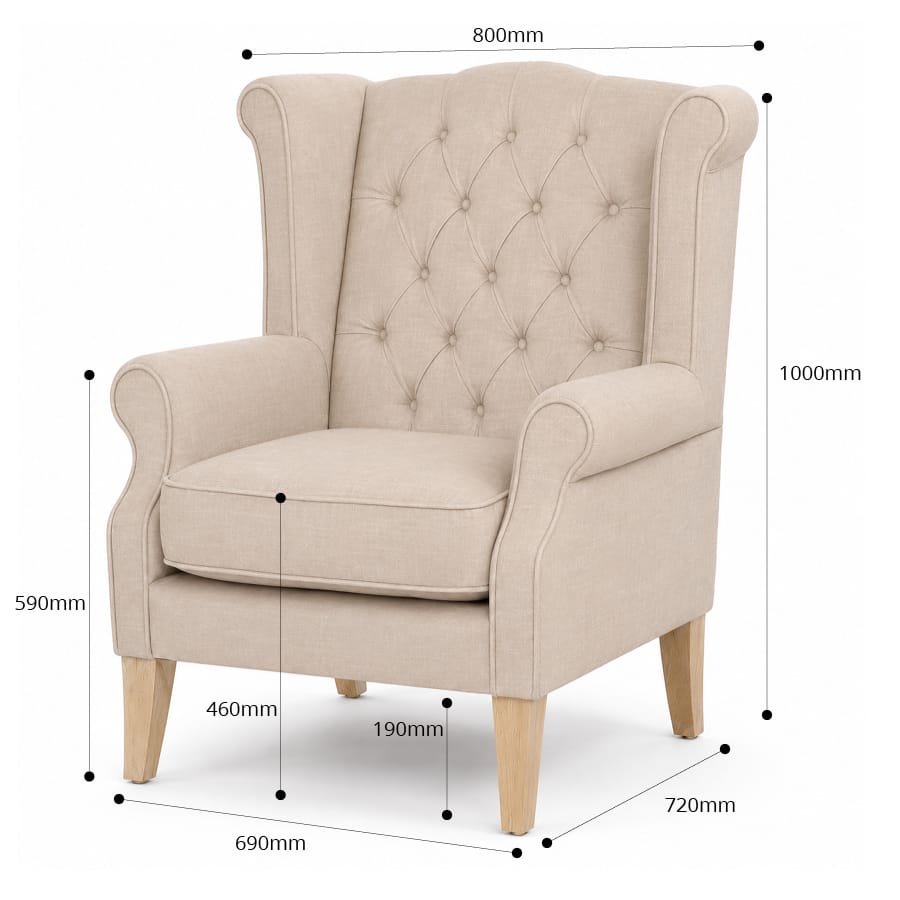 Royale Wingback Arm Chair Linen By Black Mango Interiors