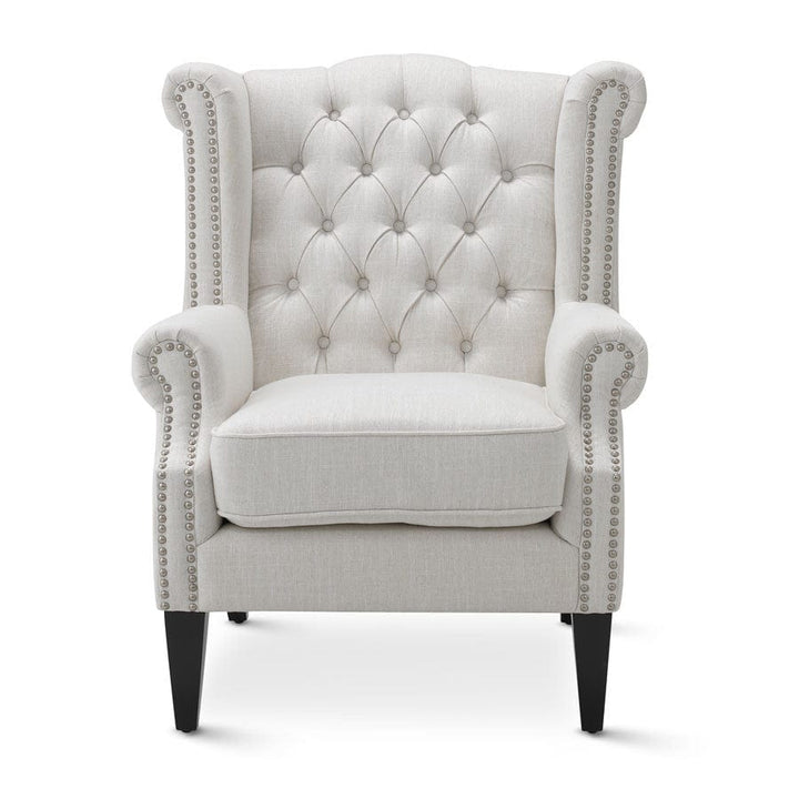 Royale Wingback Arm Chair Linen White By Black Mango