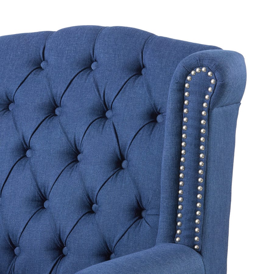 Royale Wingback Arm Chair Navy By Black Mango