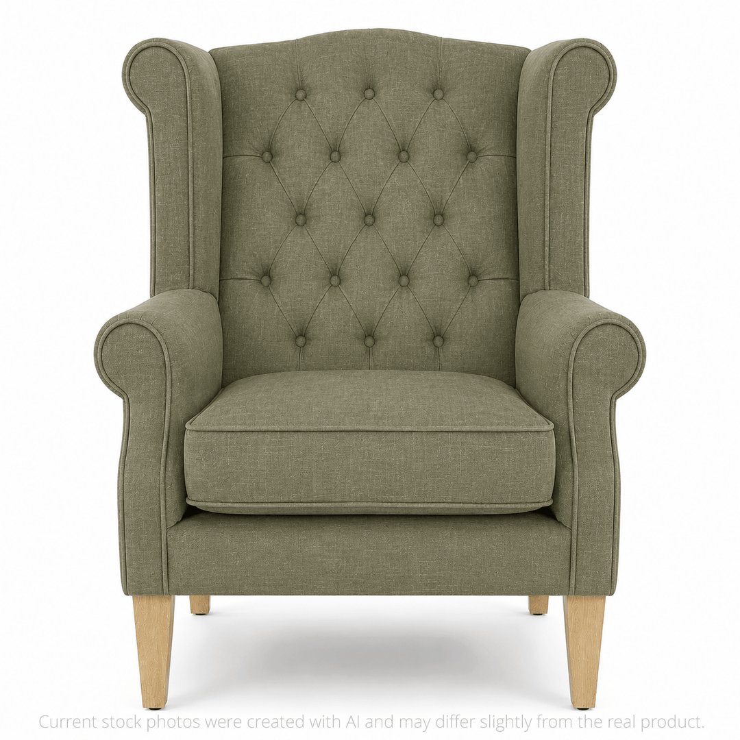 Royale Wingback Arm Chair Olive By Black Mango Interiors