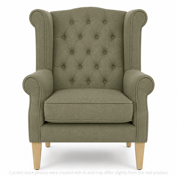 Royale Wingback Arm Chair Olive By Black Mango Interiors