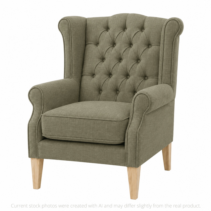Royale Wingback Arm Chair Olive By Black Mango Interiors