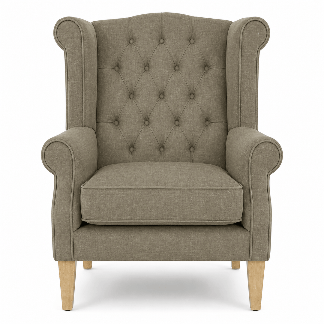 Royale Wingback Arm Chair Olive By Black Mango Interiors
