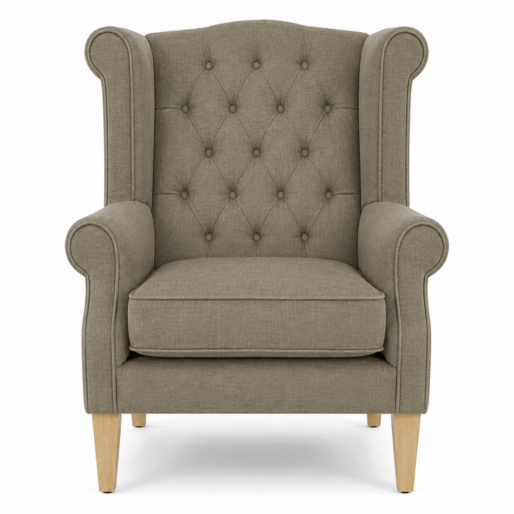 Royale Wingback Arm Chair Olive By Black Mango Interiors