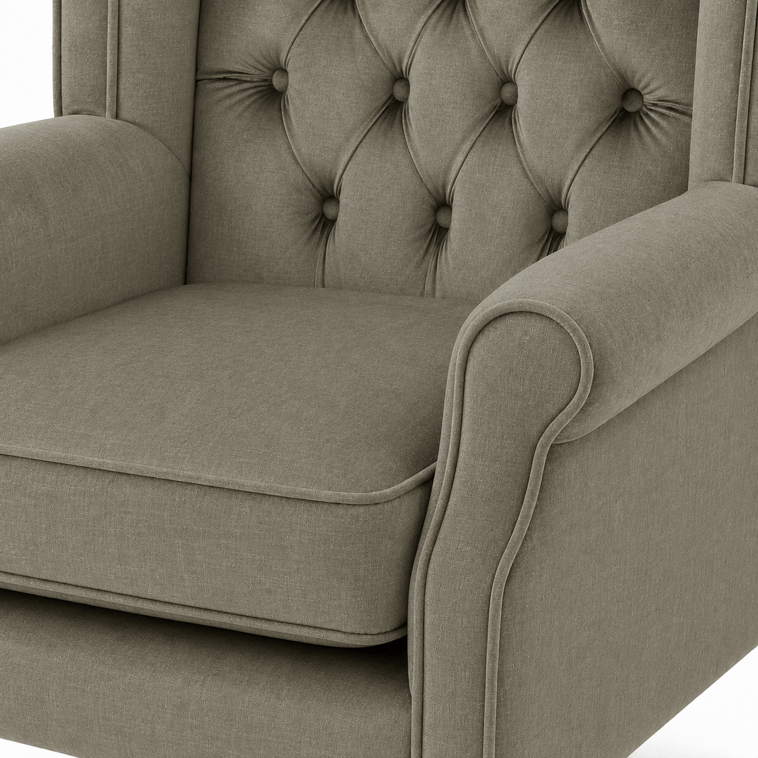 Royale Wingback Arm Chair Olive By Black Mango Interiors