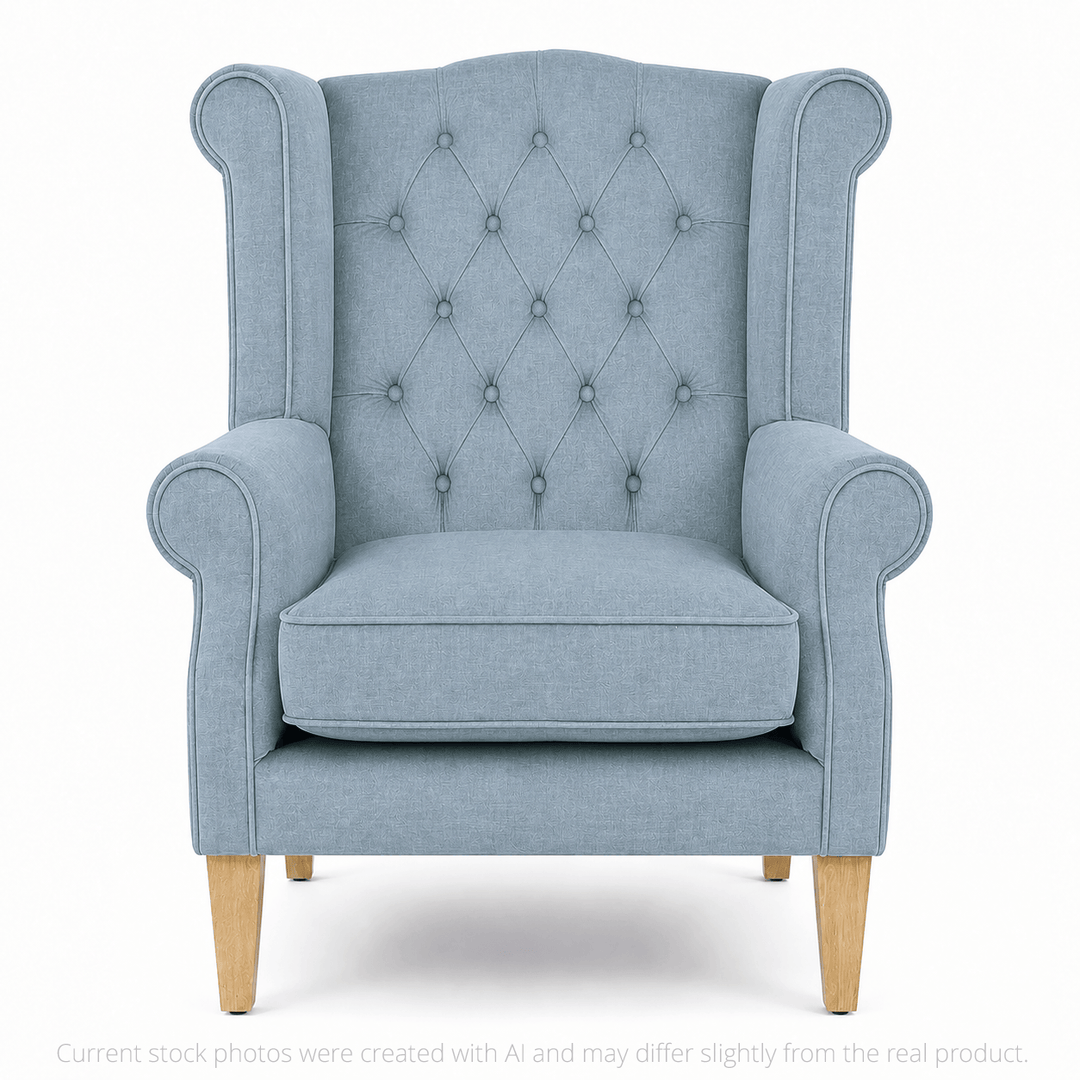 Royale Wingback Arm Chair Sky By Black Mango Interiors