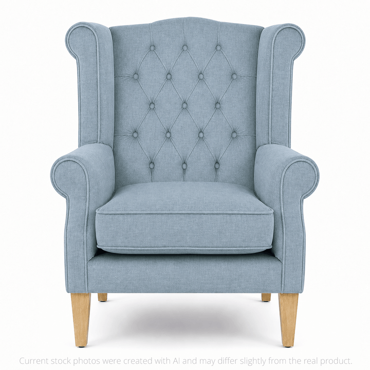 Royale Wingback Arm Chair Sky By Black Mango Interiors