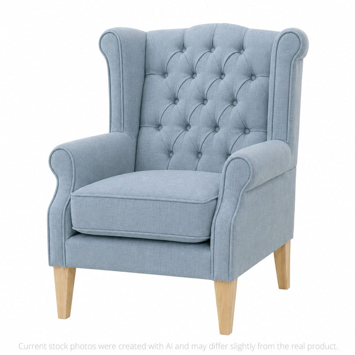 Royale Wingback Arm Chair Sky By Black Mango Interiors