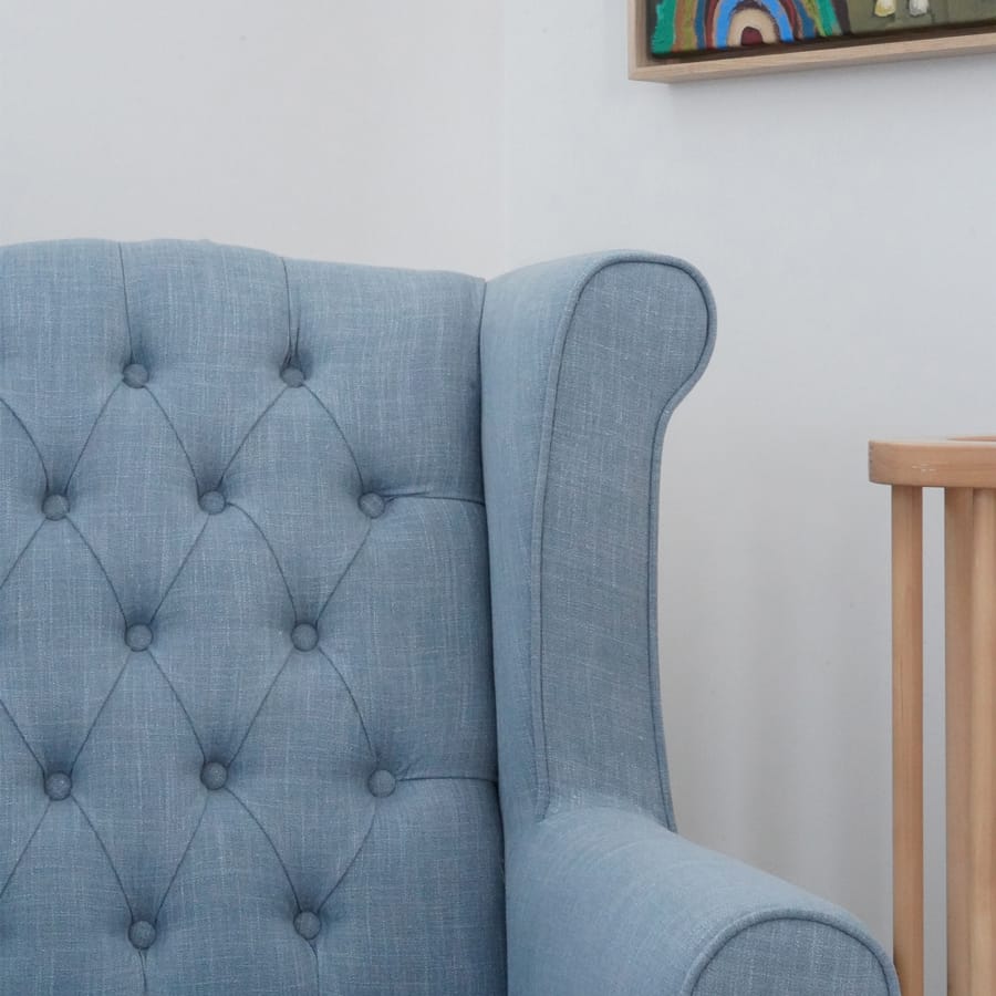 Royale Wingback Arm Chair Sky By Black Mango Interiors
