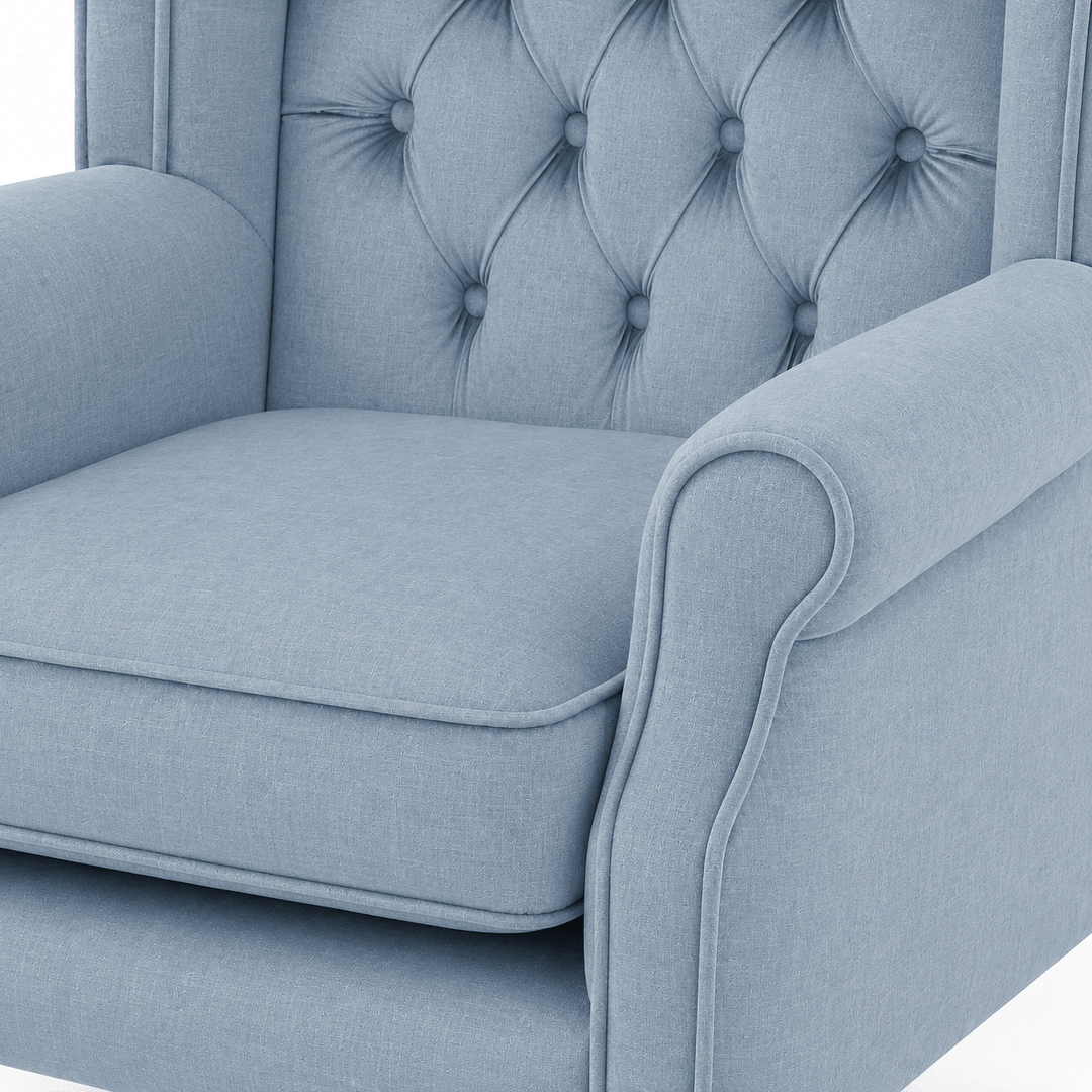 Royale Wingback Arm Chair Sky By Black Mango Interiors