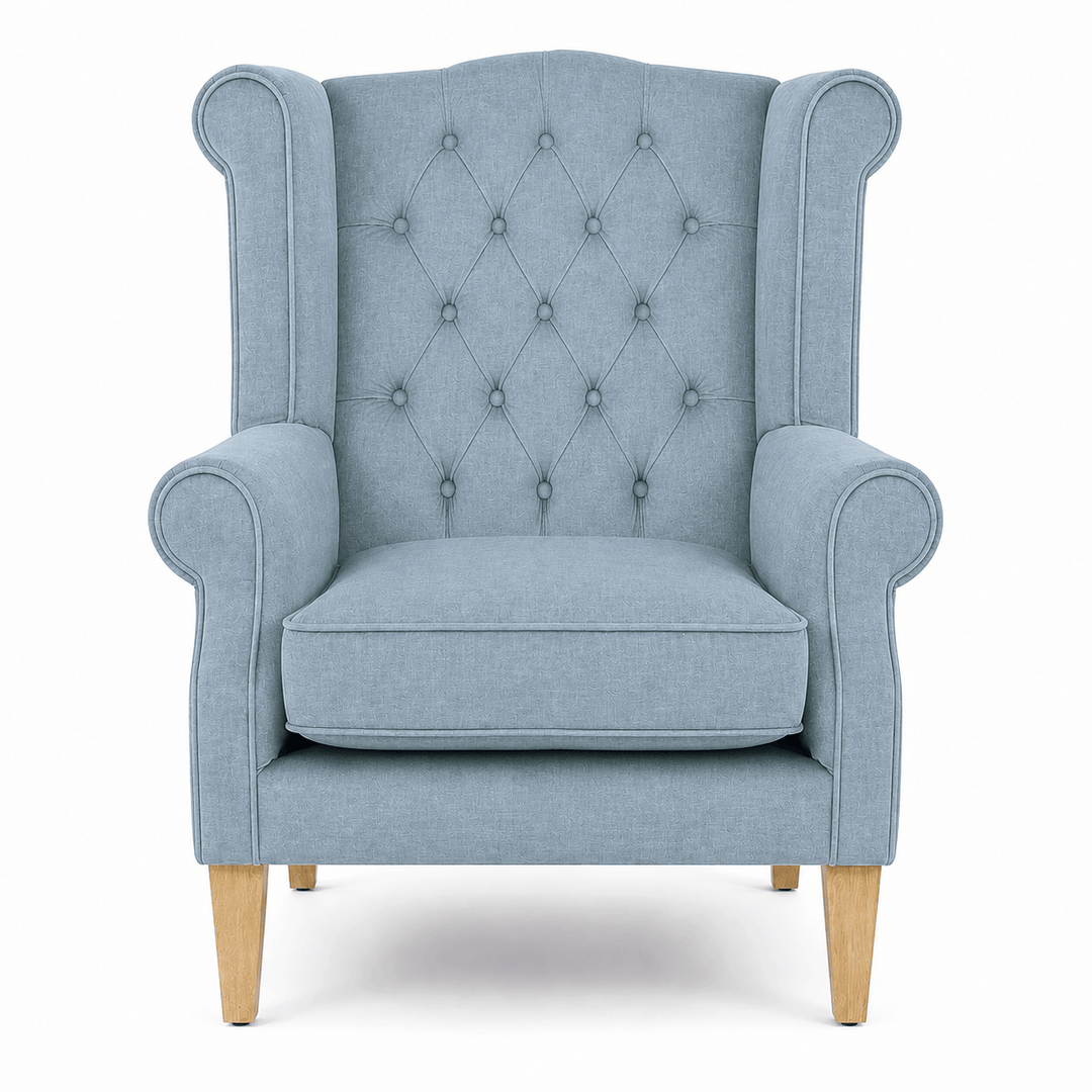 Royale Wingback Arm Chair Sky By Black Mango Interiors