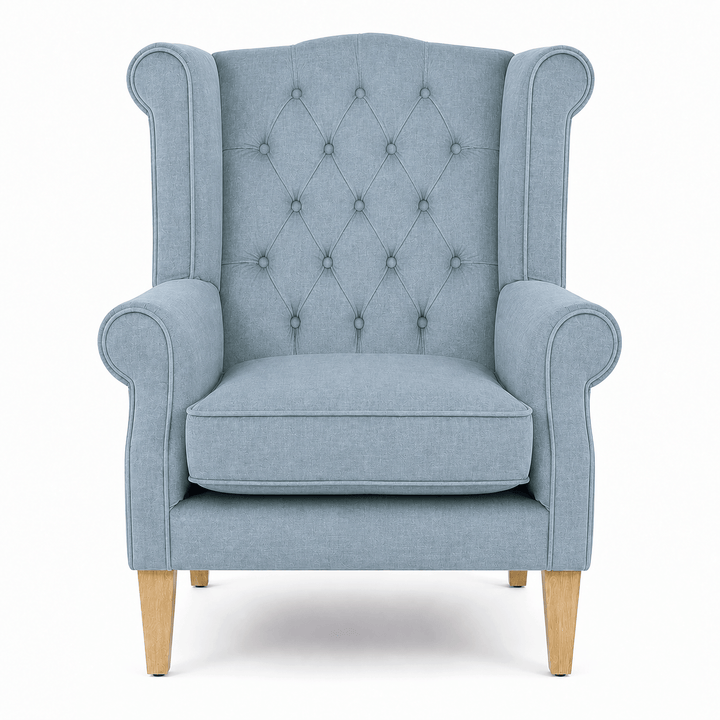 Royale Wingback Arm Chair Sky By Black Mango Interiors