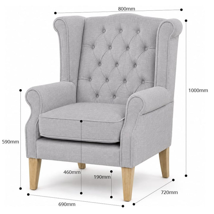Royale Wingback Arm Chair Steel By Black Mango Interiors
