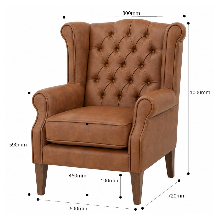 Royale Wingback Arm Chair Tan By Black Mango Interiors