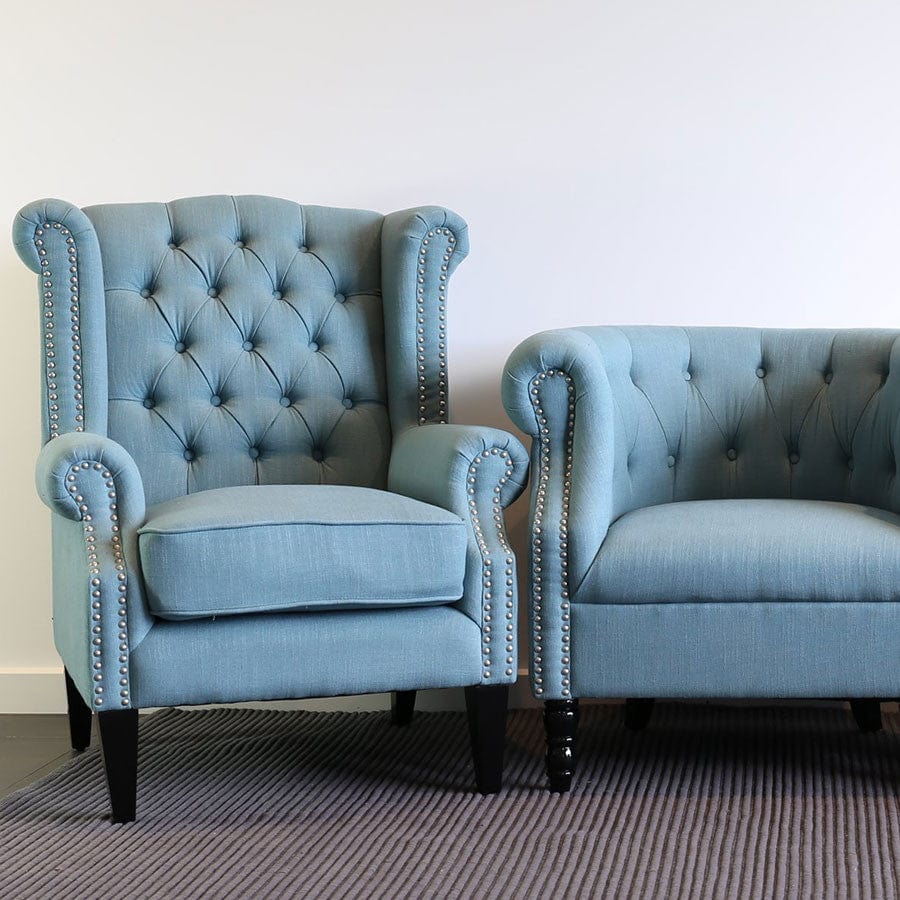 Royale Wingback Arm Chair Teal Black Mango Interiors