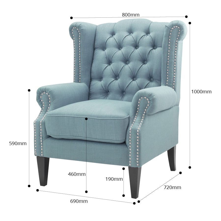 Royale Wingback Arm Chair Teal Black Mango Interiors
