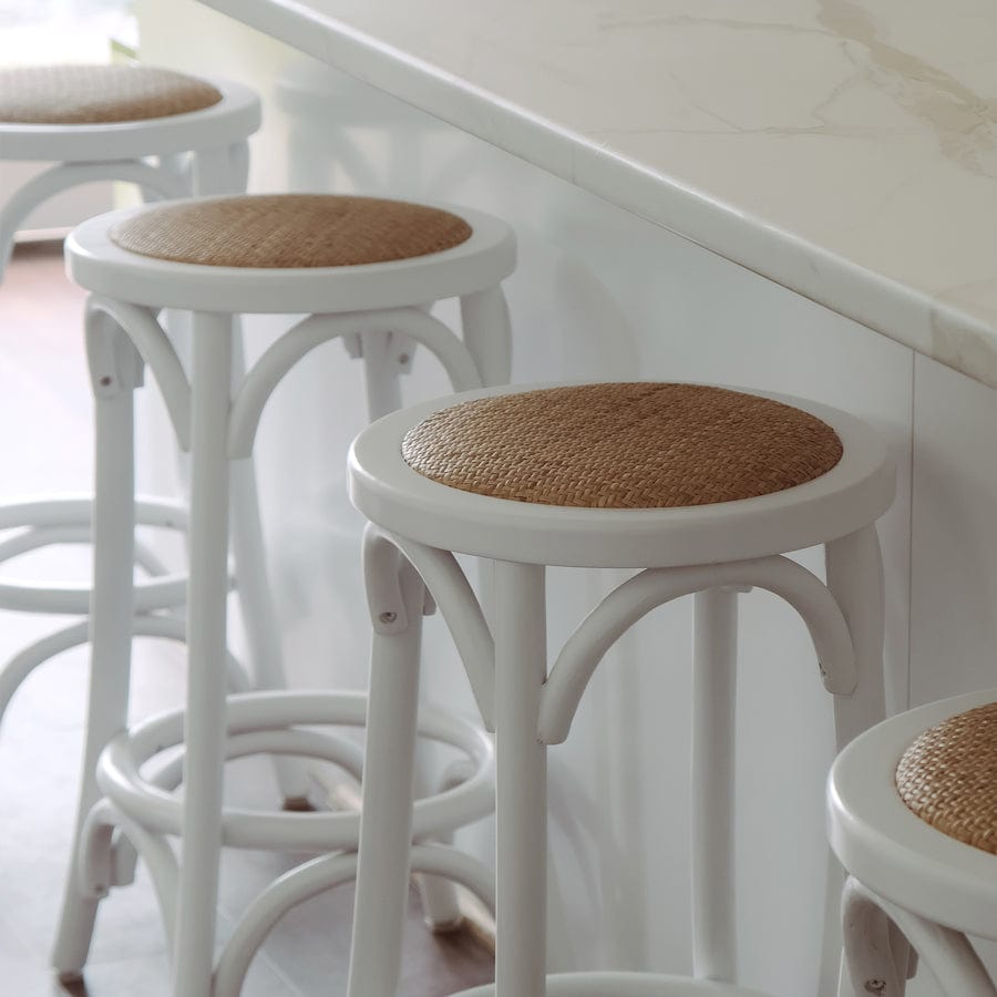 Salsa Rattan Bentwood Counter Stool White Black Mango