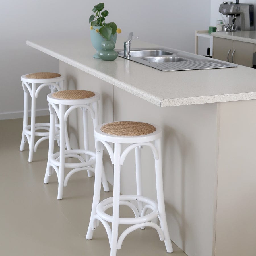 Kitchen White Wicker Bar Stool White Rattan Counter Height Stools