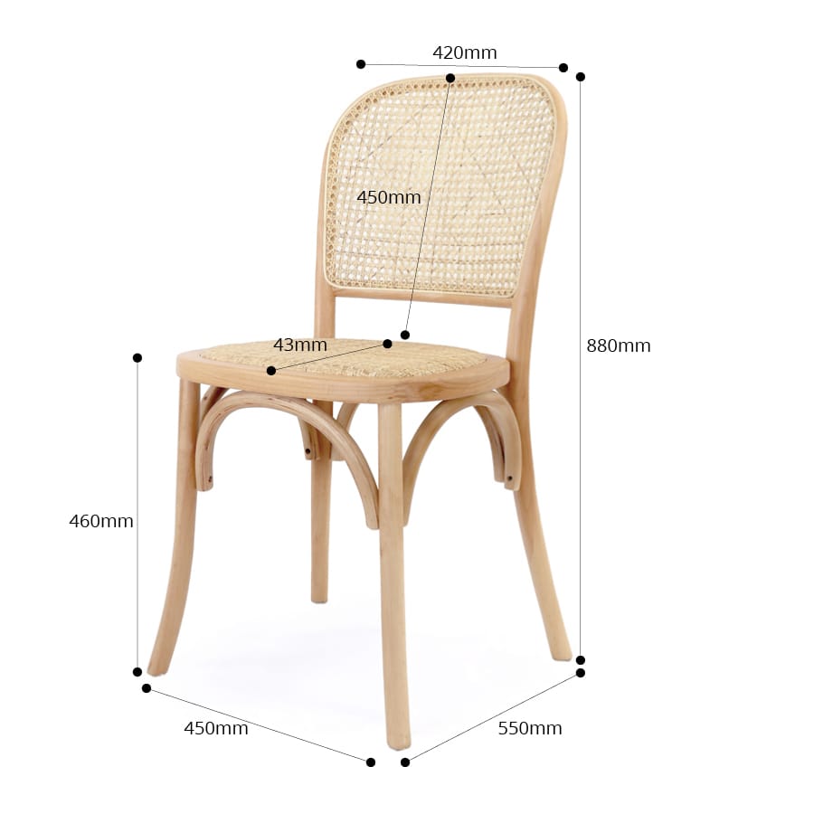 Salsa 2.0 Rattan & Bentwood Dining Chair Natural | Light Tone | Set of 2 By Black Mango Interiors