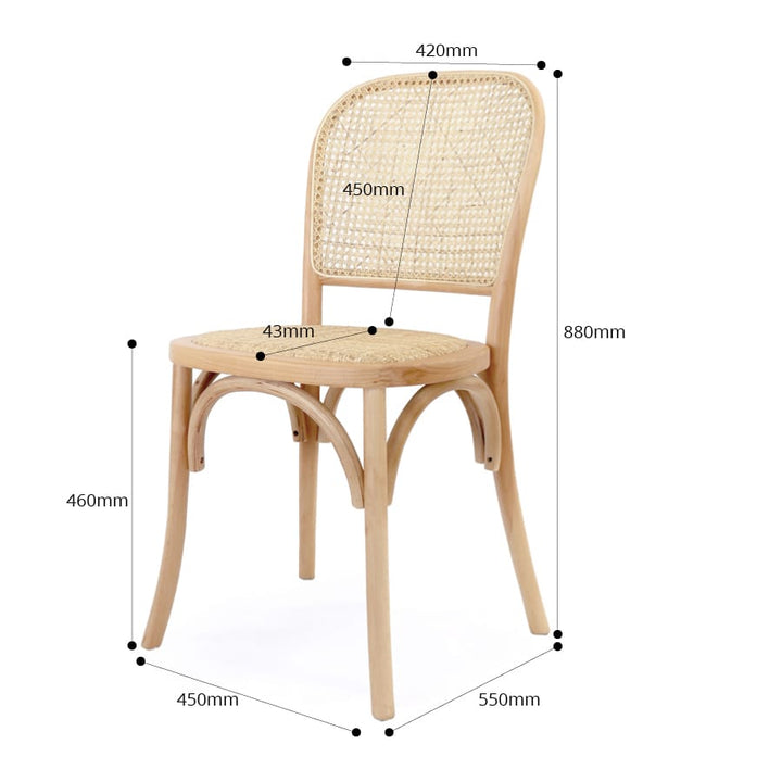 Salsa 2.0 Rattan & Bentwood Dining Chair Natural | Light Tone | Set of 2 By Black Mango Interiors
