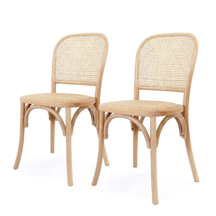 Salsa 2.0 Rattan & Bentwood Dining Chair Natural | Light Tone | Set of 2 By Black Mango Interiors
