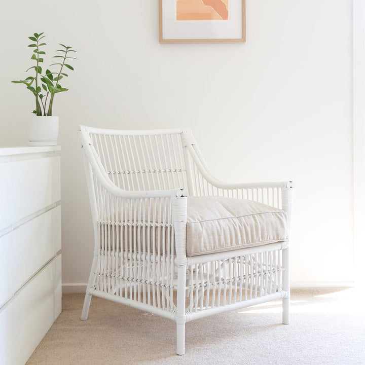 Sorrento Rattan Lounge Chair White By Black Mango