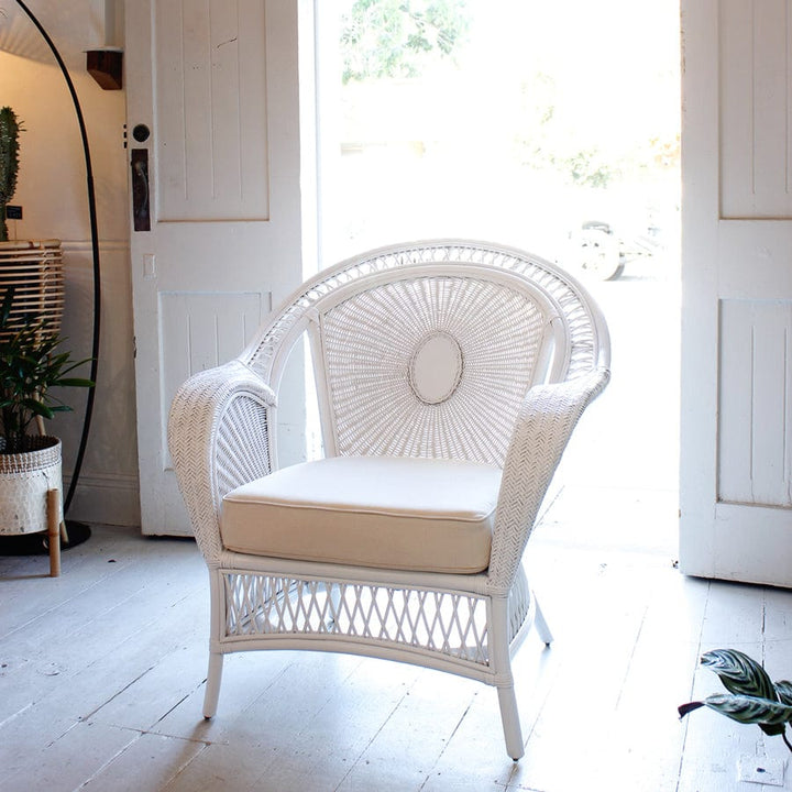 Southern Rattan Lounge Chair White By Black Mango