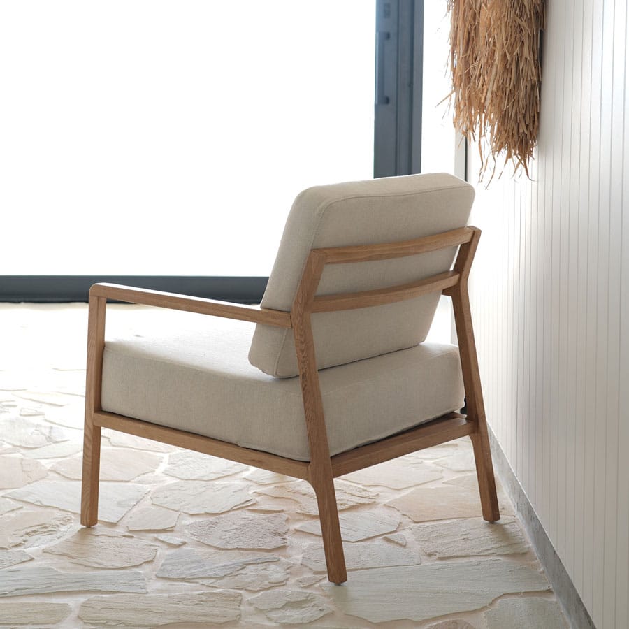 Stanford Oak Arm Chair Ivory By Black Mango Interiors