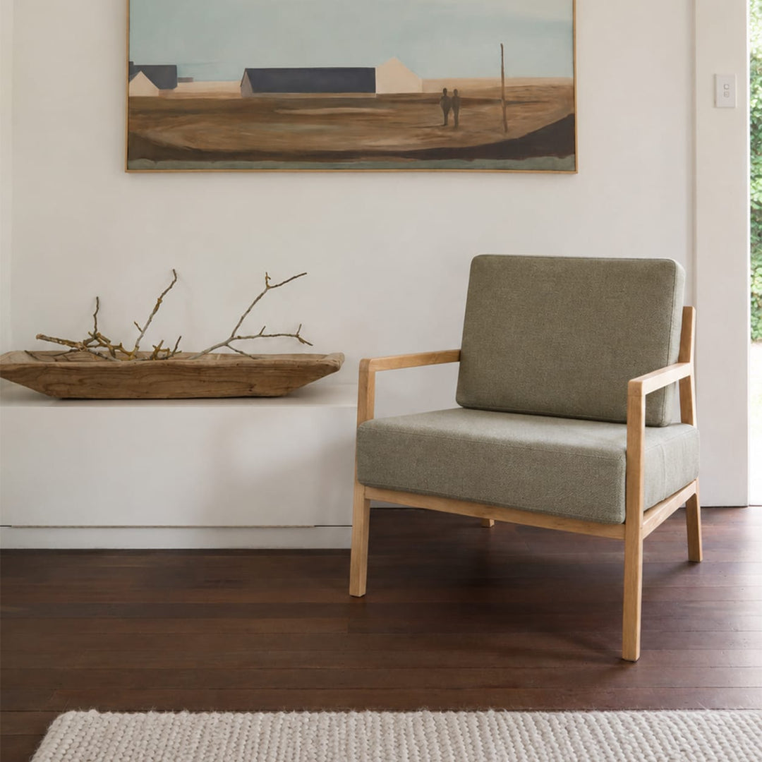 Stanford Oak Arm Chair Olive By Black Mango Interiors