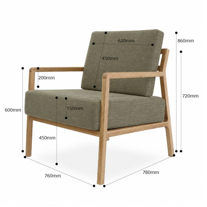 Stanford Oak Arm Chair Olive By Black Mango Interiors