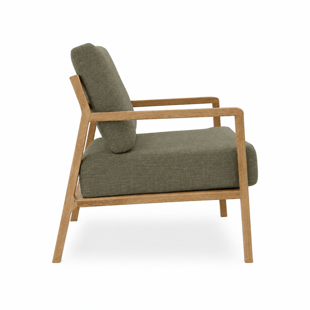 Stanford Oak Arm Chair Olive By Black Mango Interiors