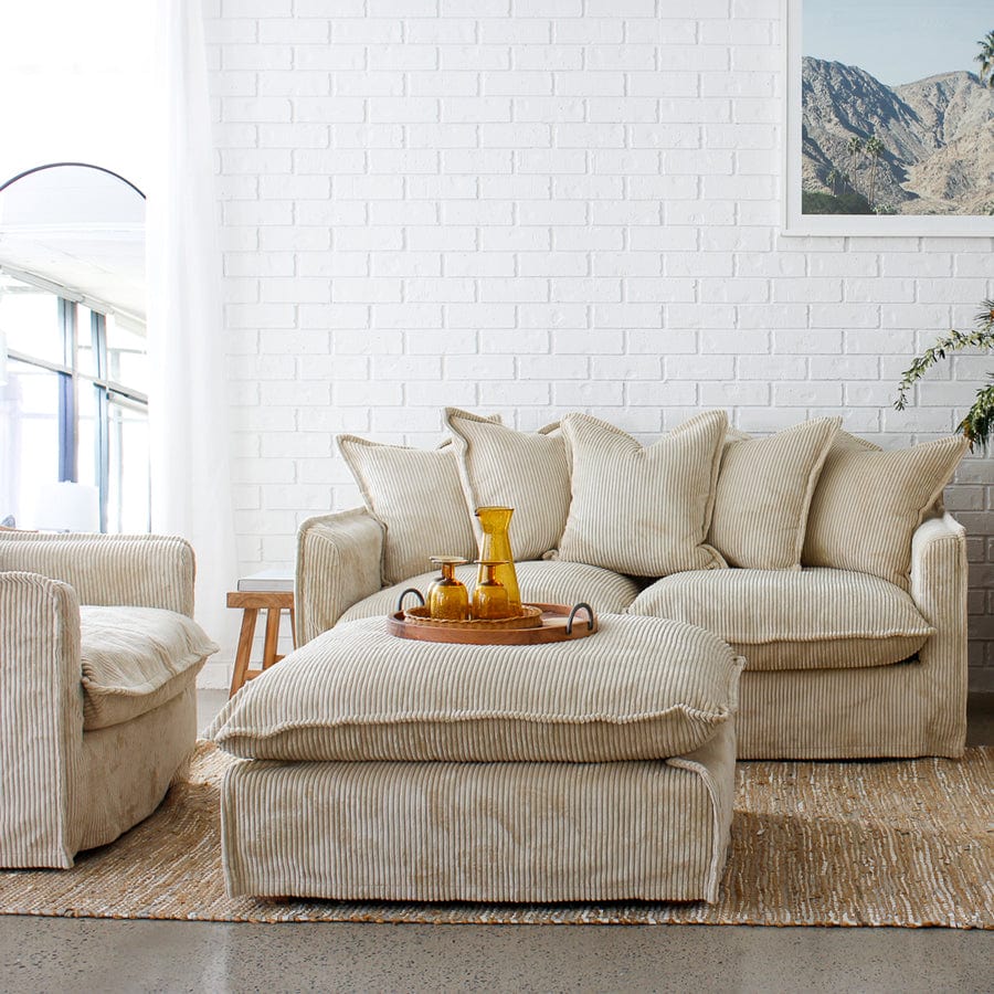 The Cloud 2 Seater Sofa with Almond Corduroy Slipcover By Black Mango